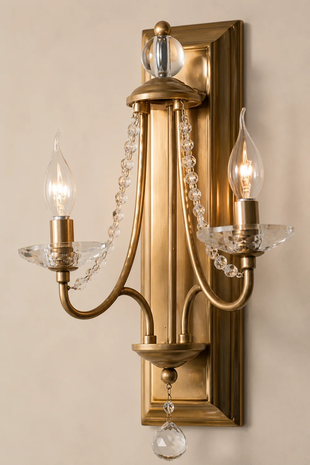French Country Wood Backplate Wall Lamp - Lumpaz