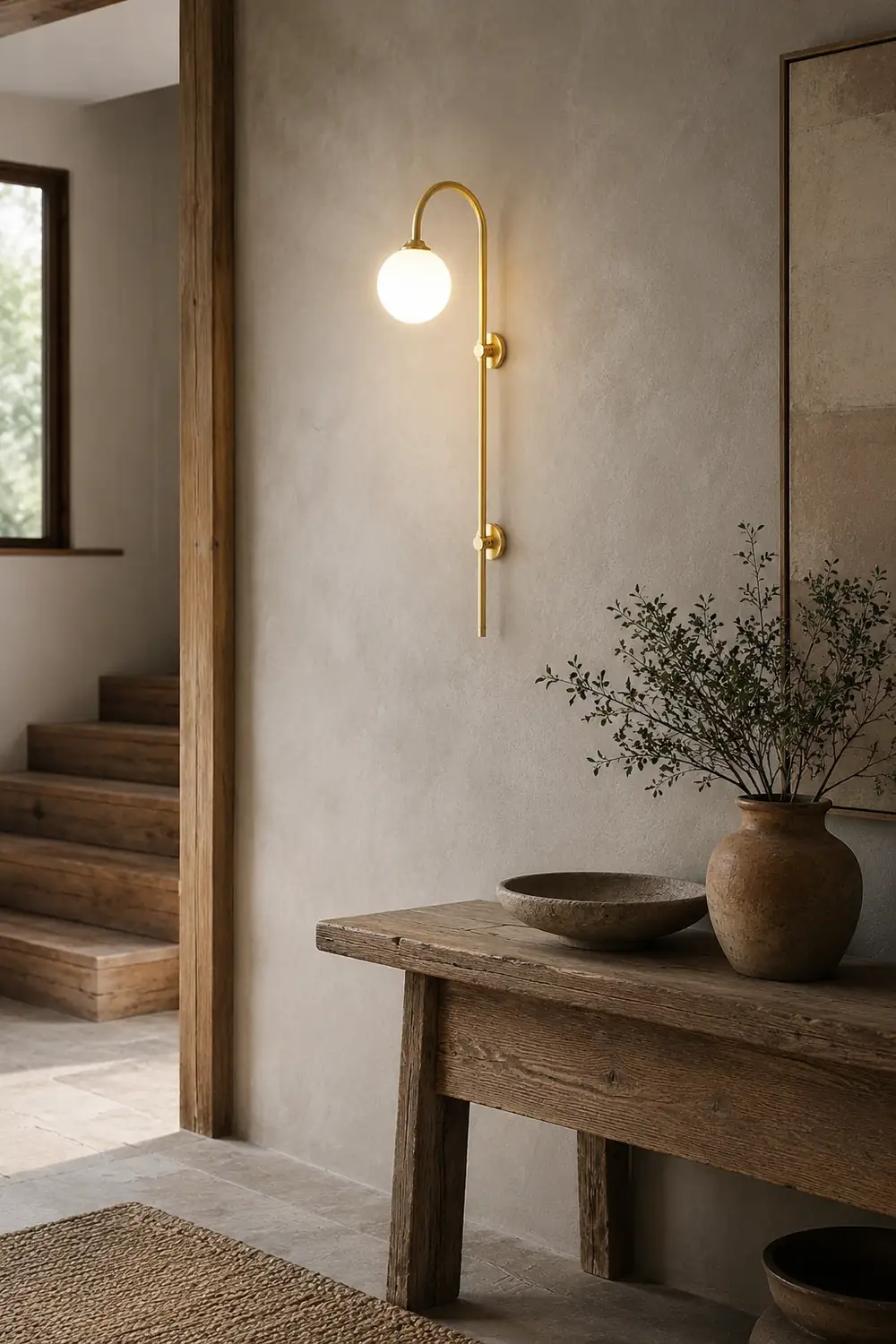 Brass Globe Arm Wall Sconce - Lumpaz