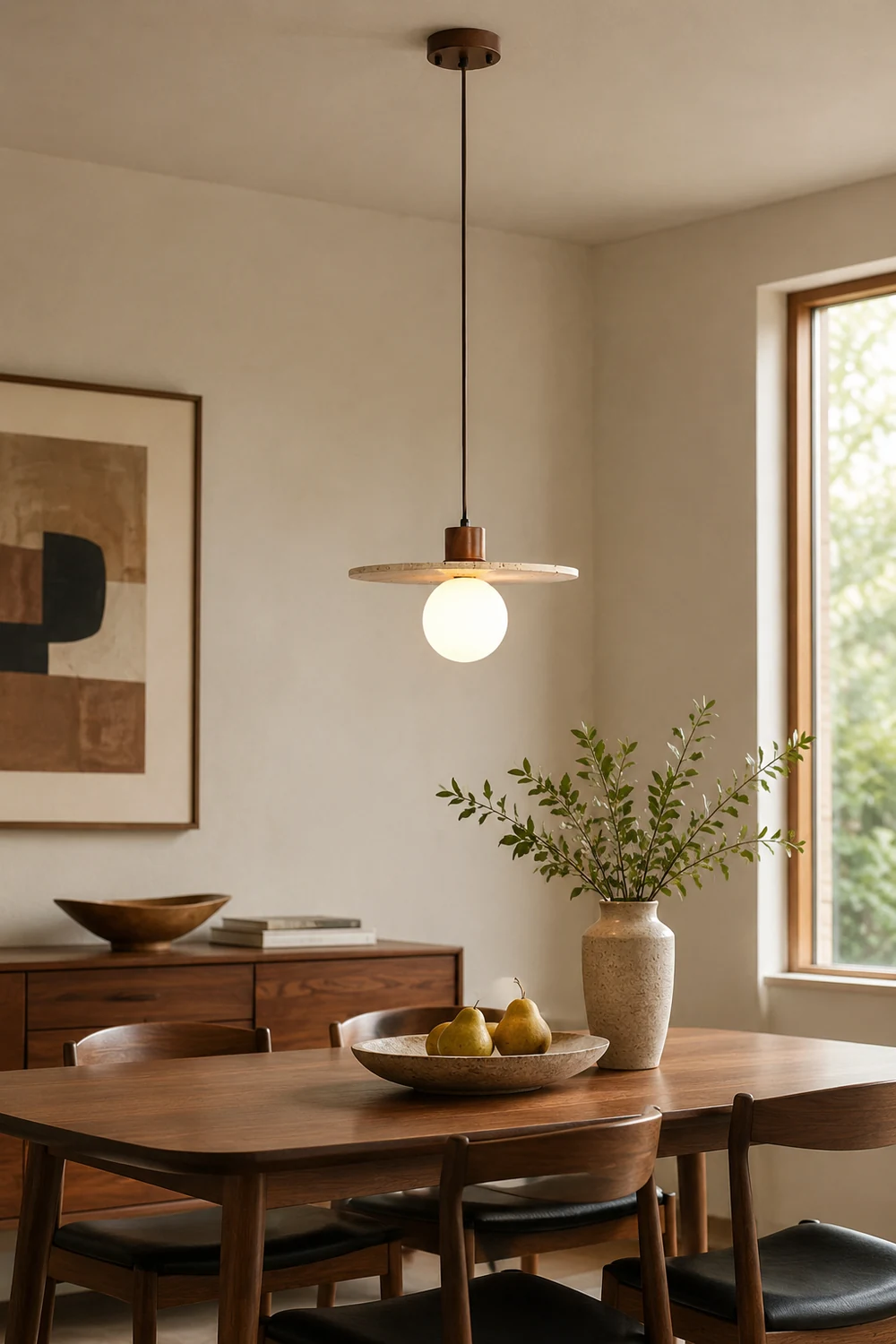 Zen Travertine Disc Pendant Light - Lumpaz