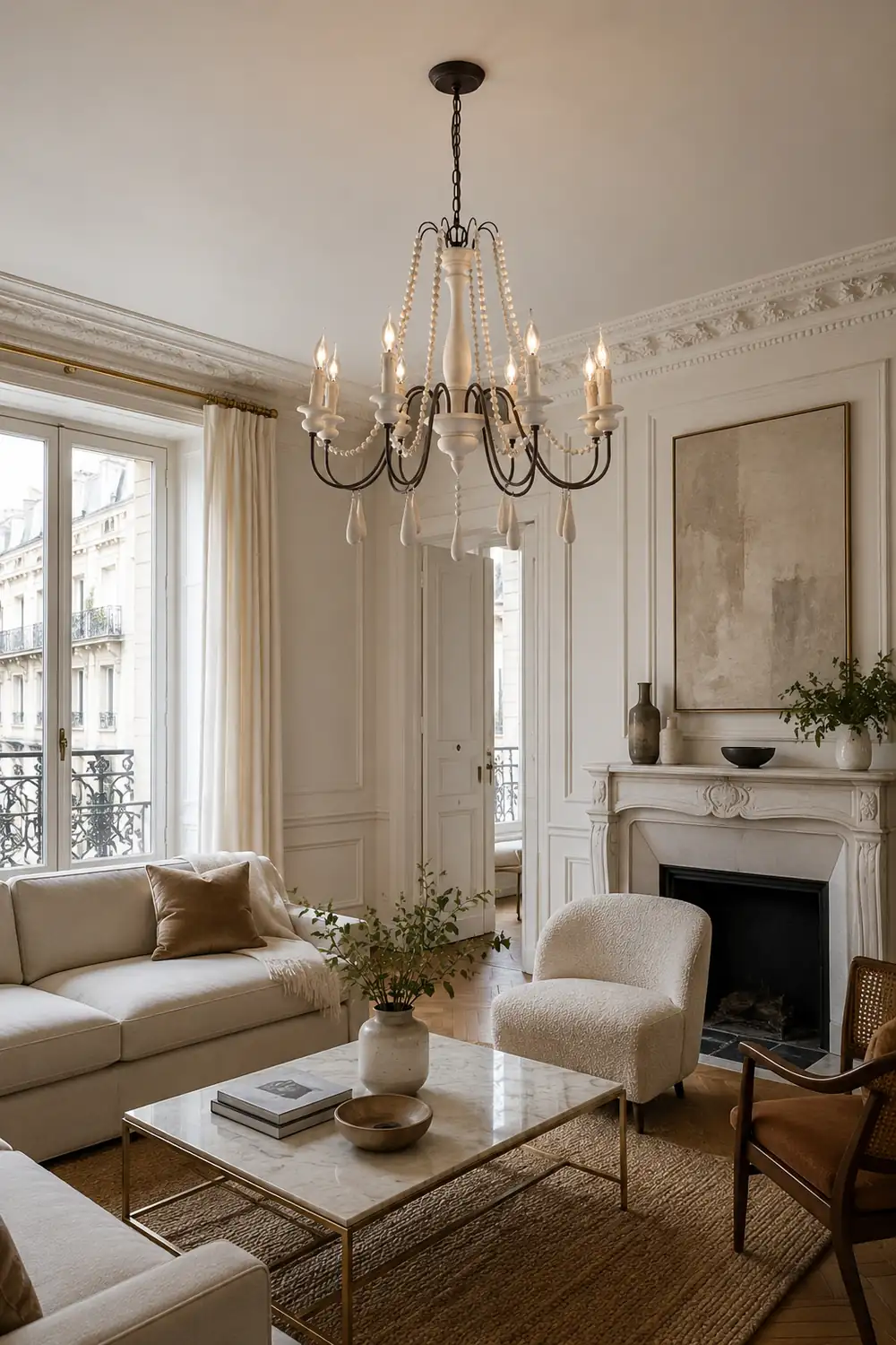 Rustic Beaded Candle Chandelier - Lumpaz