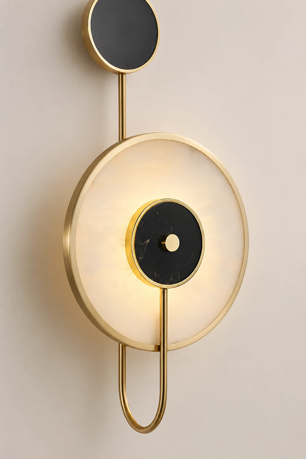 Art Deco Black & White Alabaster Wall Lamp - Lumpaz