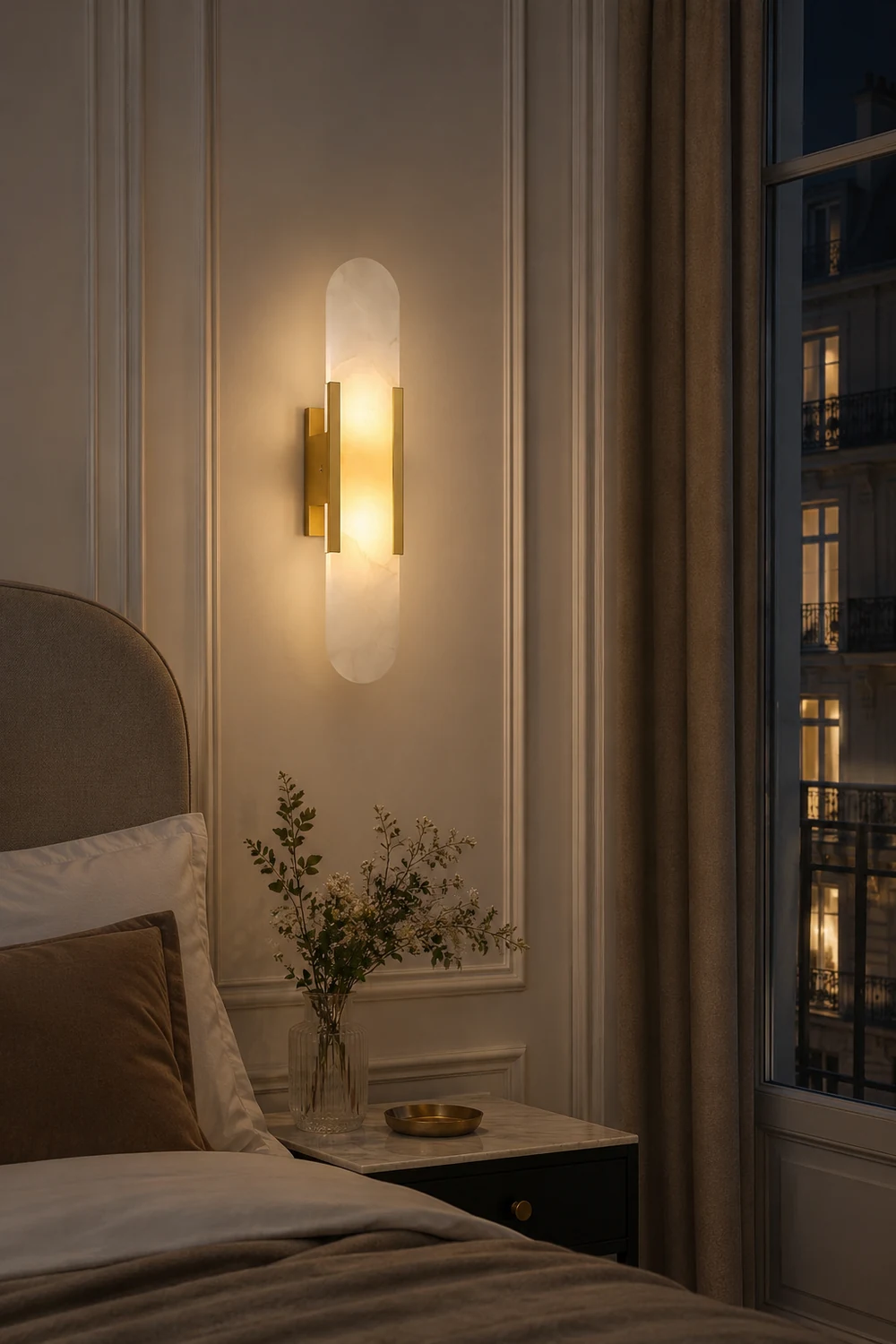 Modern Vertical Alabaster Wall Sconce - Lumpaz