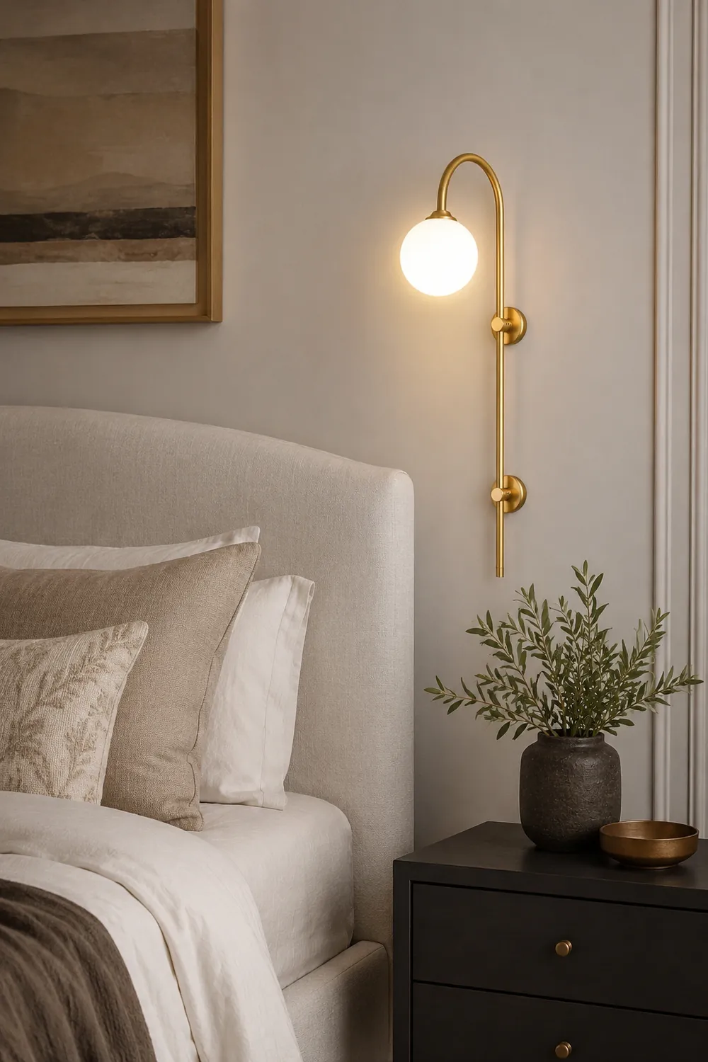 Brass Globe Arm Wall Sconce - Lumpaz