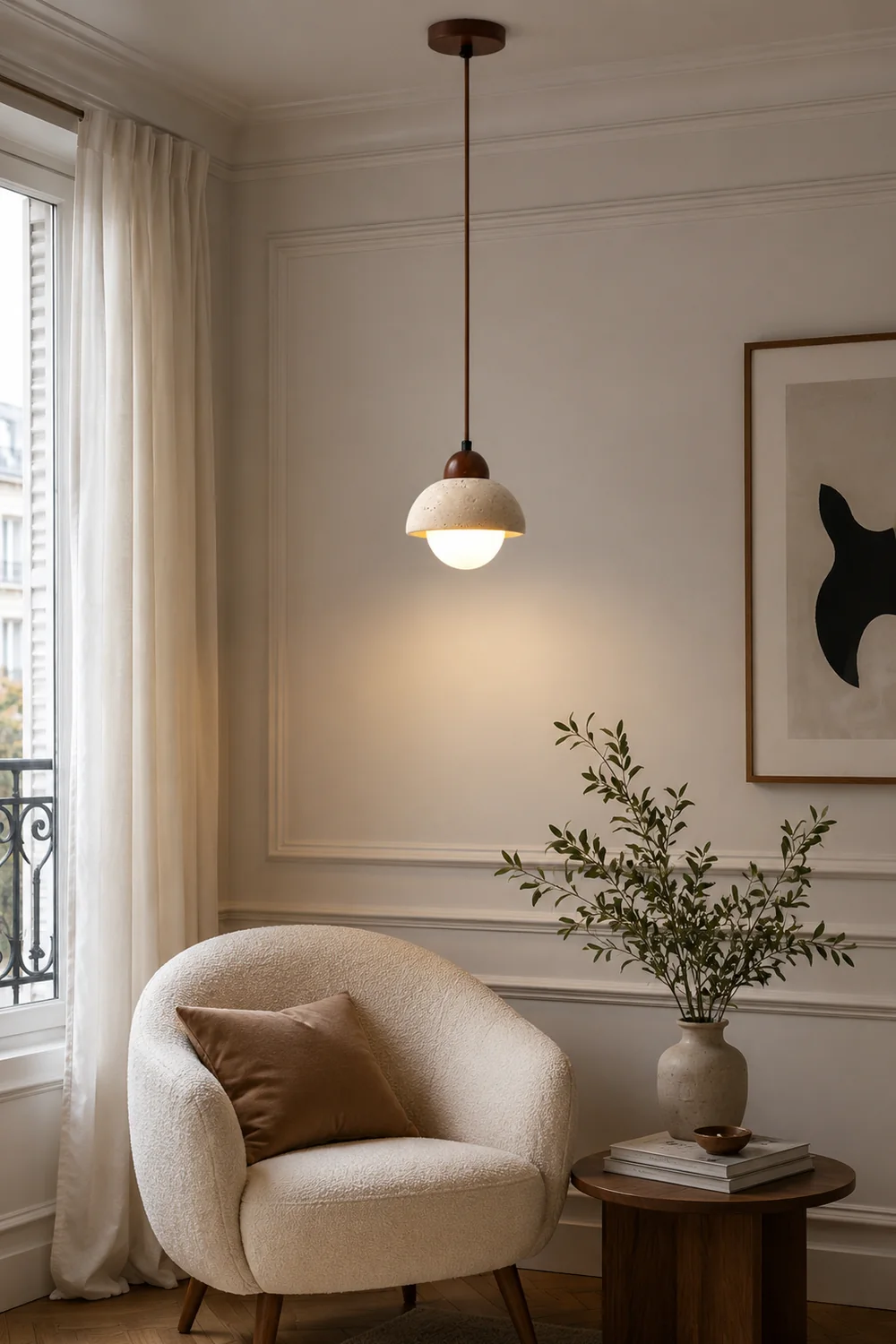 Wabi-Sabi Textured Stone Pendant Light - Lumpaz