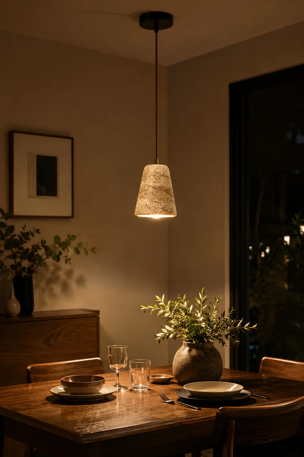 Yellow Travertine Cone Chandelier - Lumpaz