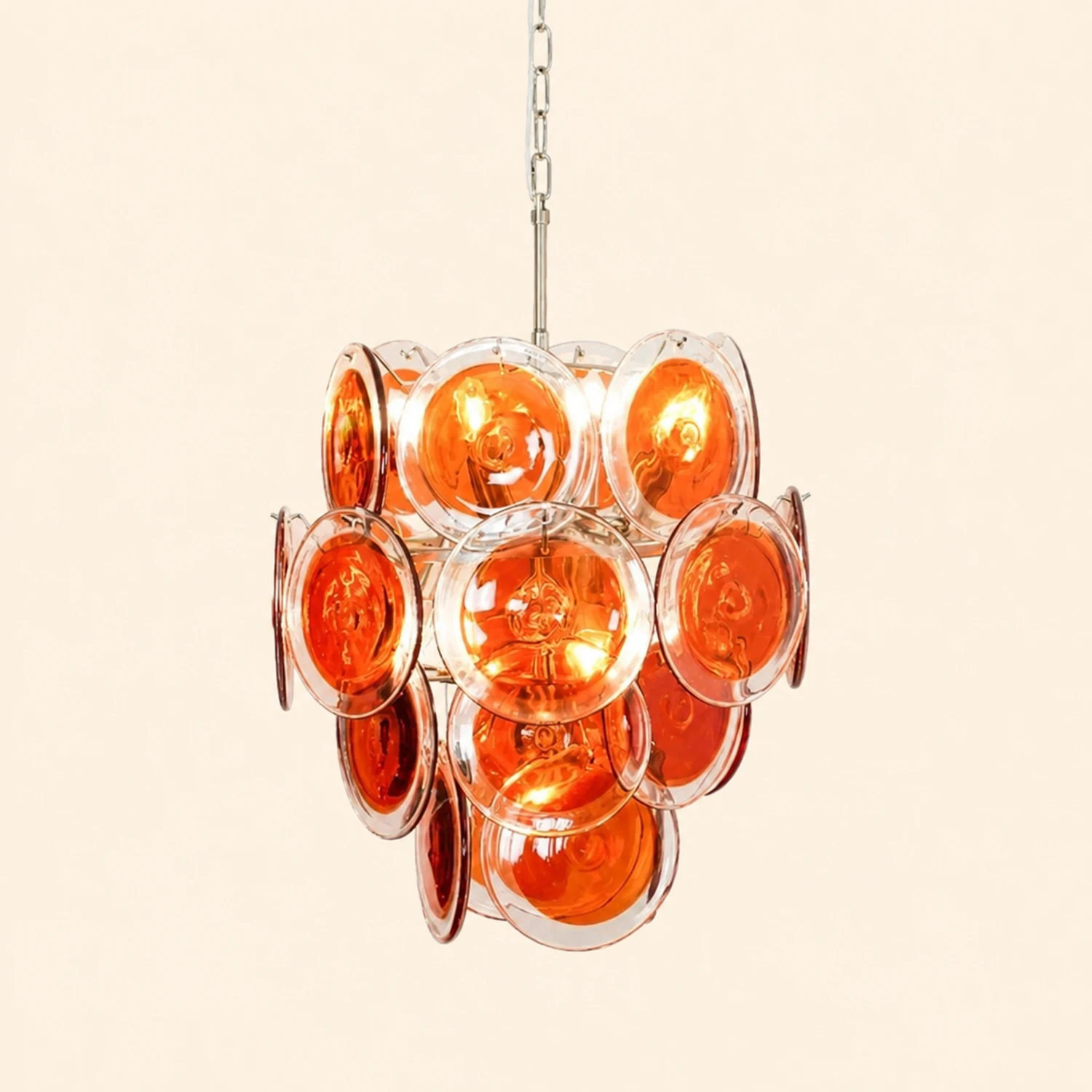 Murano Orange Disk Glass Chandelier - Lumpaz
