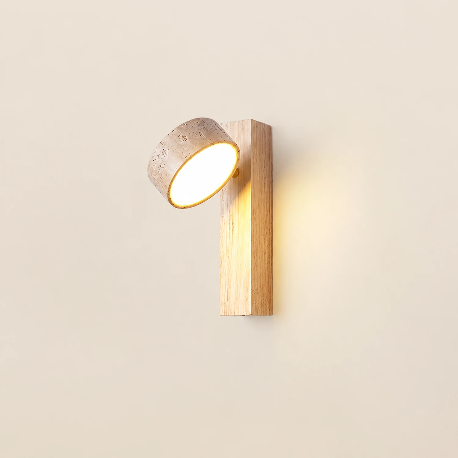 Minimalist Stone and Wood Wall Lamp - Lumpaz