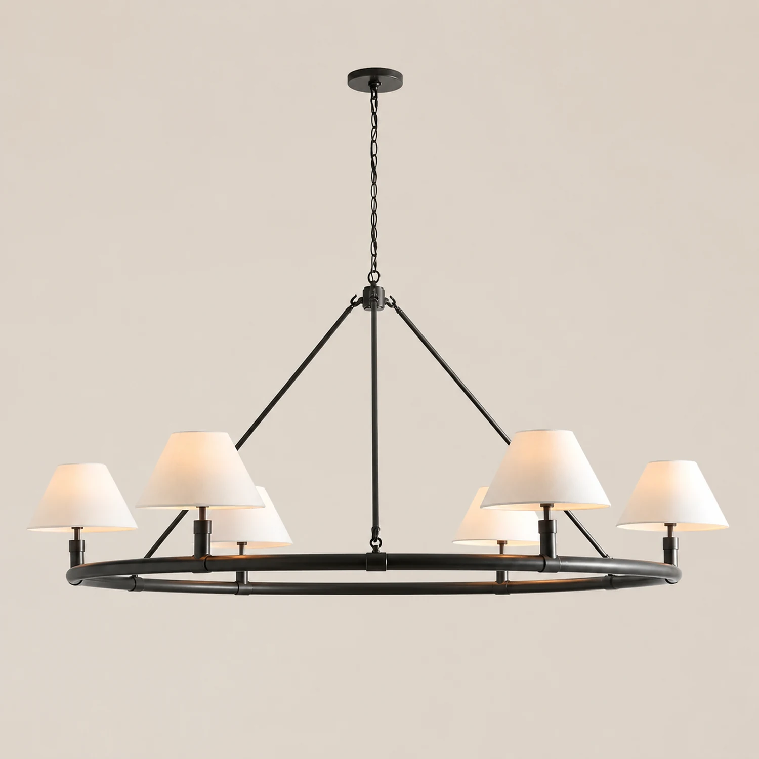 Black Metal Ring Chandelier with Cone Shades - Lumpaz
