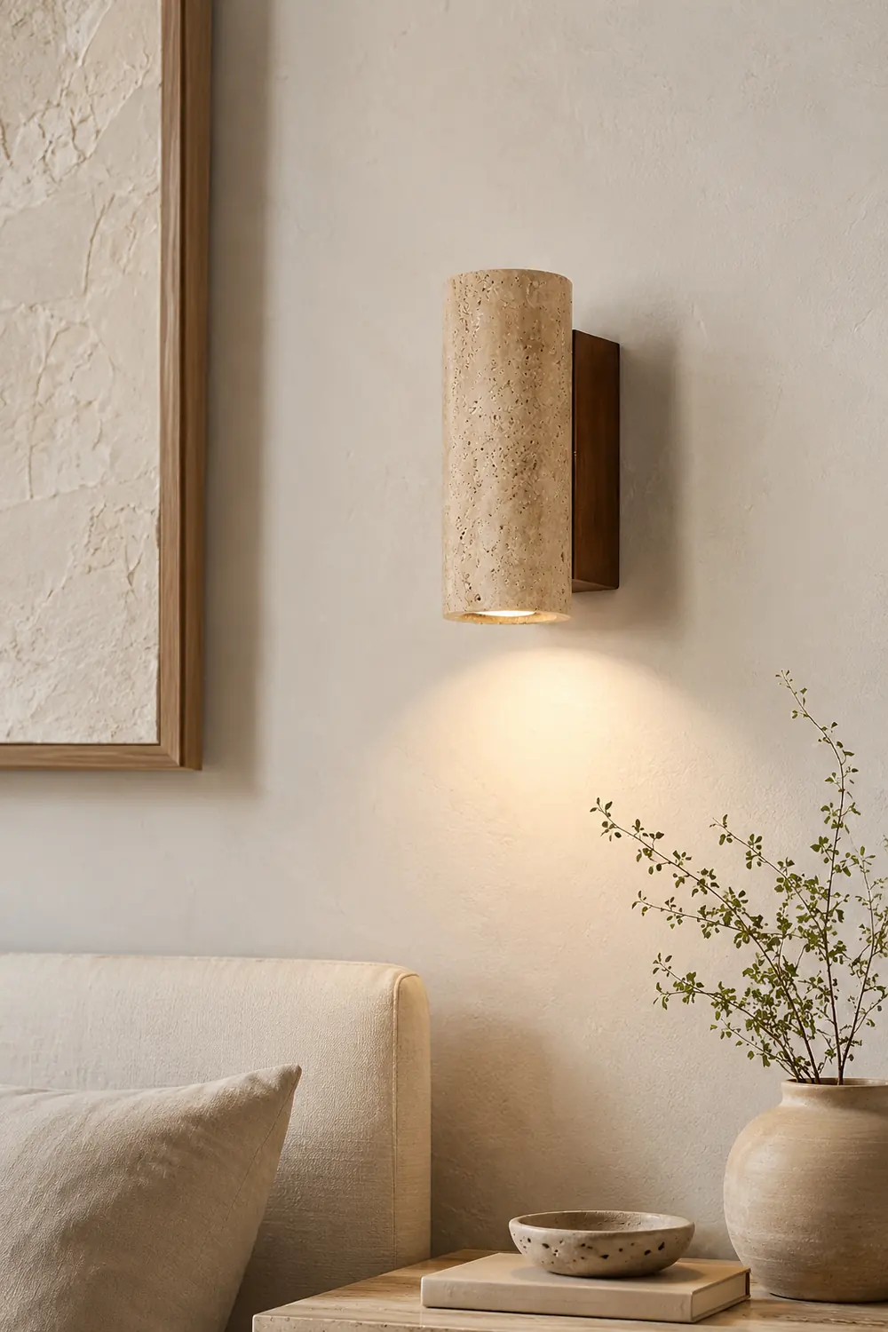Travertine Cylinder Wall Lamp - Lumpaz