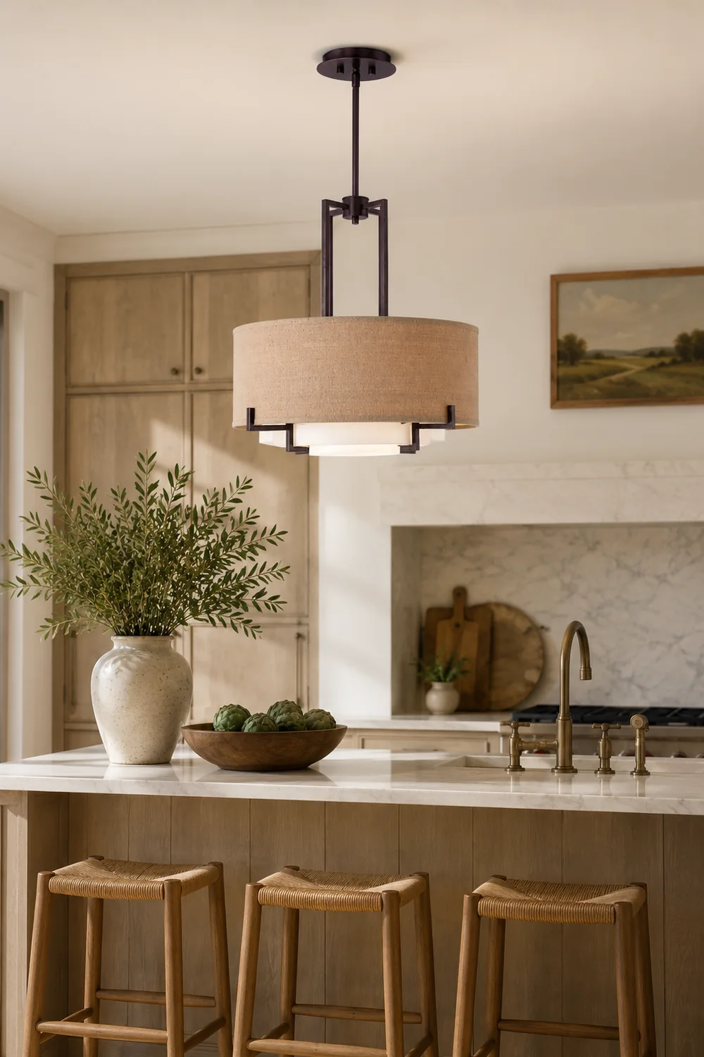 Concentric Shade Layered Fabric Pendant Lamp - Lumpaz