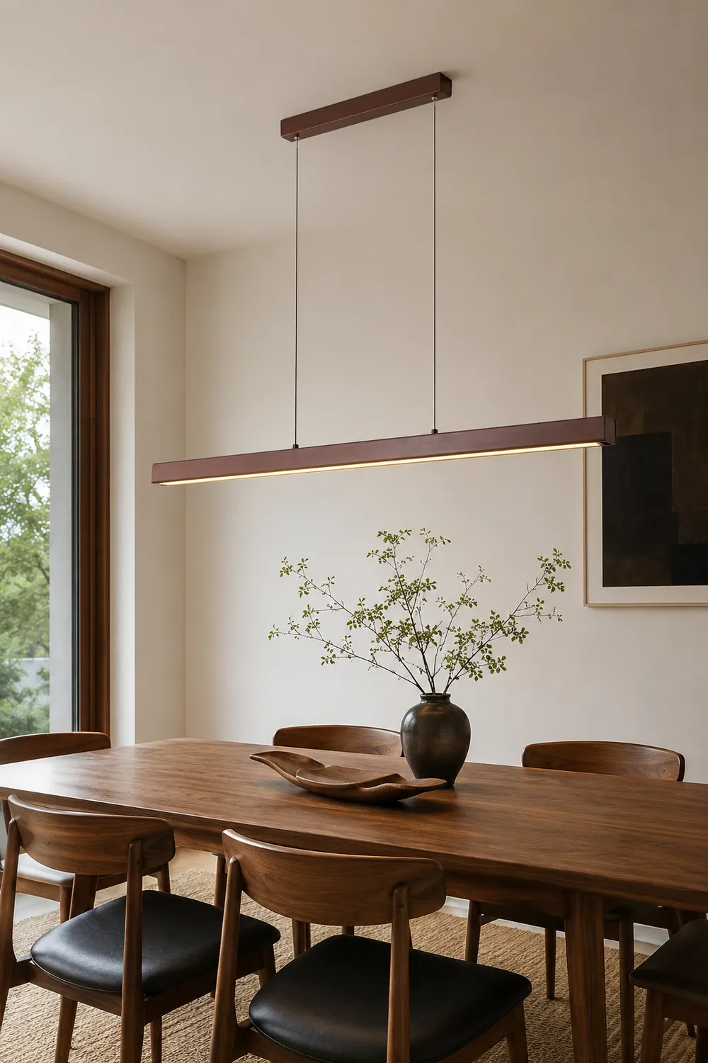 Walnut minimalist wood chandelier - Lumpaz