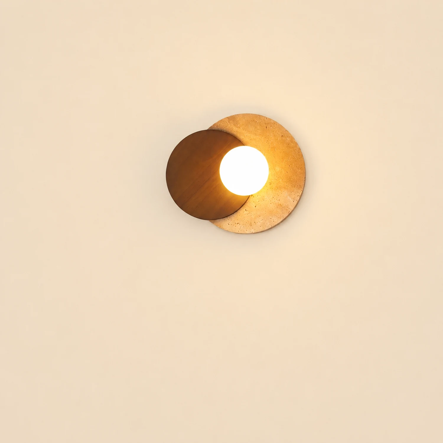 Partial Eclipse Wood & Stone Wall Light - Lumpaz