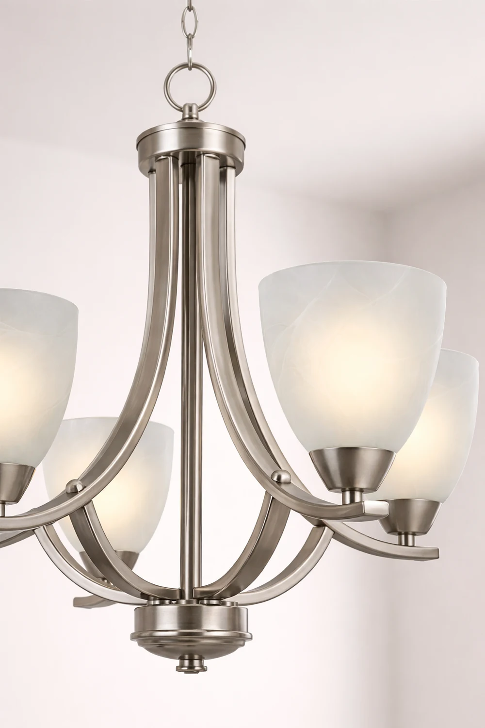 Transitional 5-Light Satin Nickel Chandelier - Lumpaz