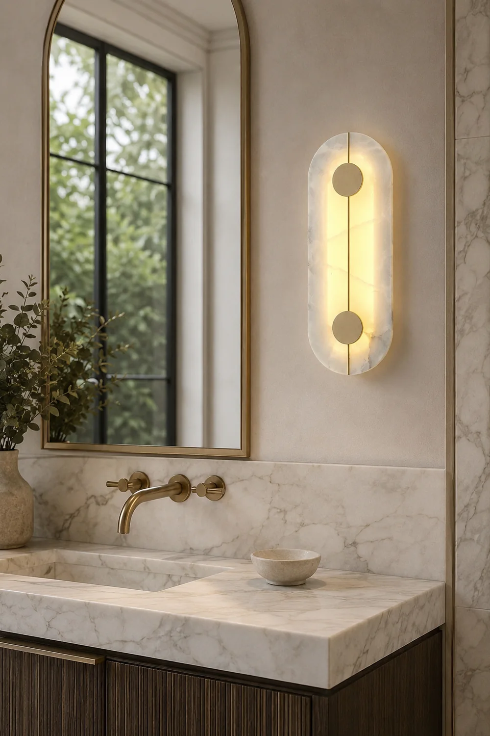 Modern Oval Alabaster Wall Lamp - Lumpaz