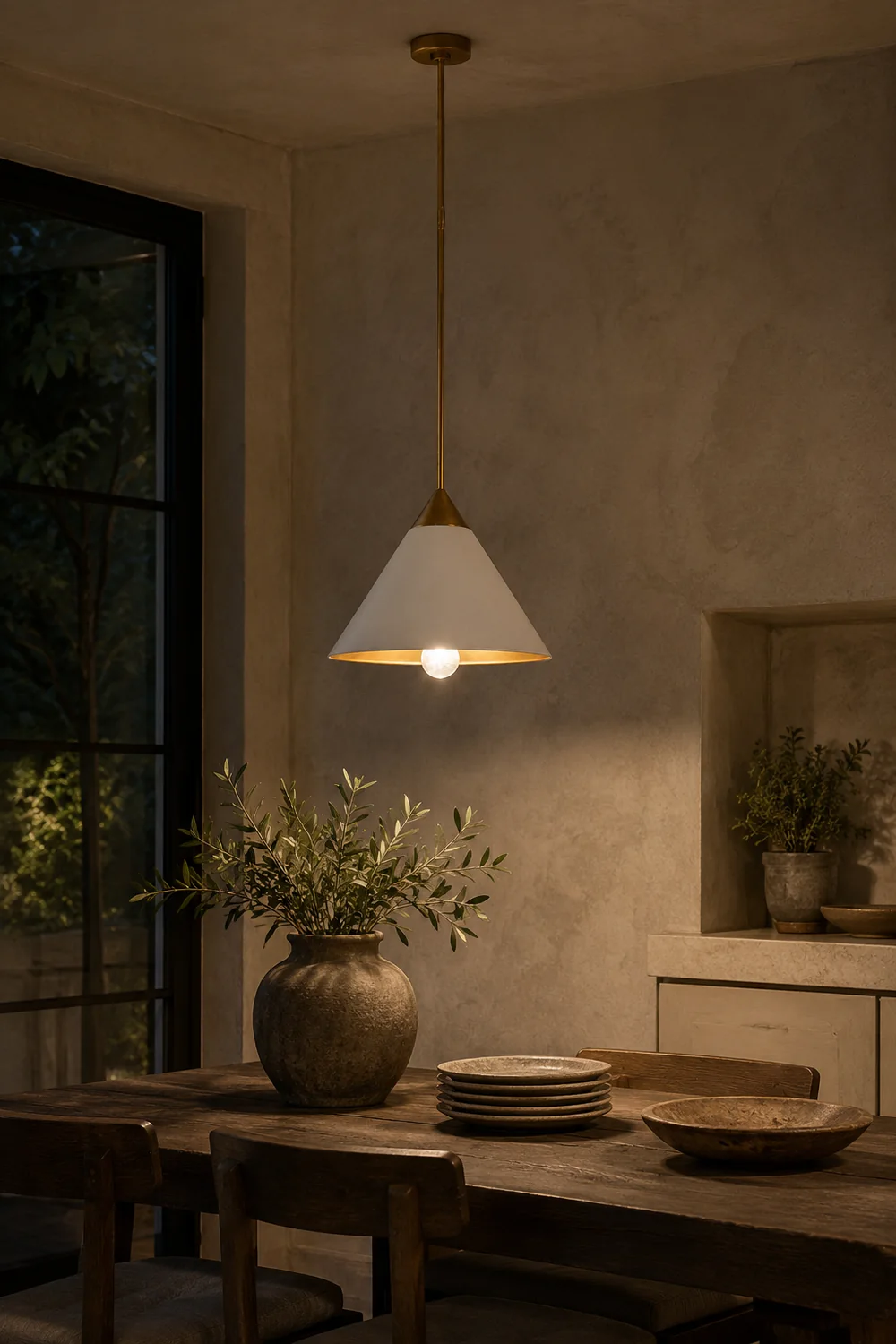 Minimalist Cone-Shaped Brass Pendant Lamp - Lumpaz