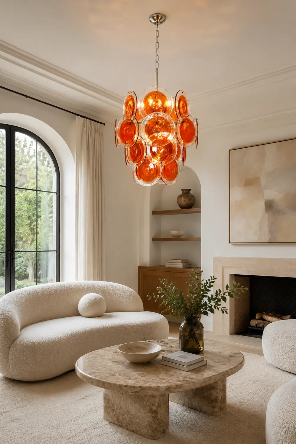 Murano Orange Disk Glass Chandelier - Lumpaz