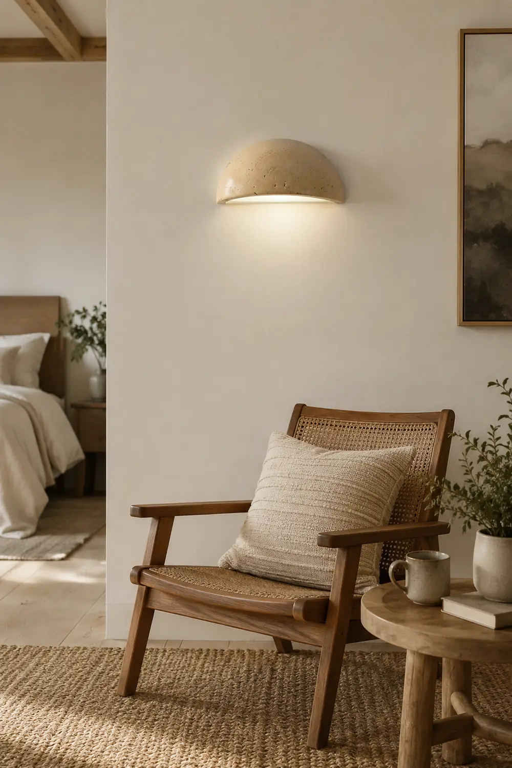Mid-Century Semi-Circle Stone Wall Lamp - Lumpaz
