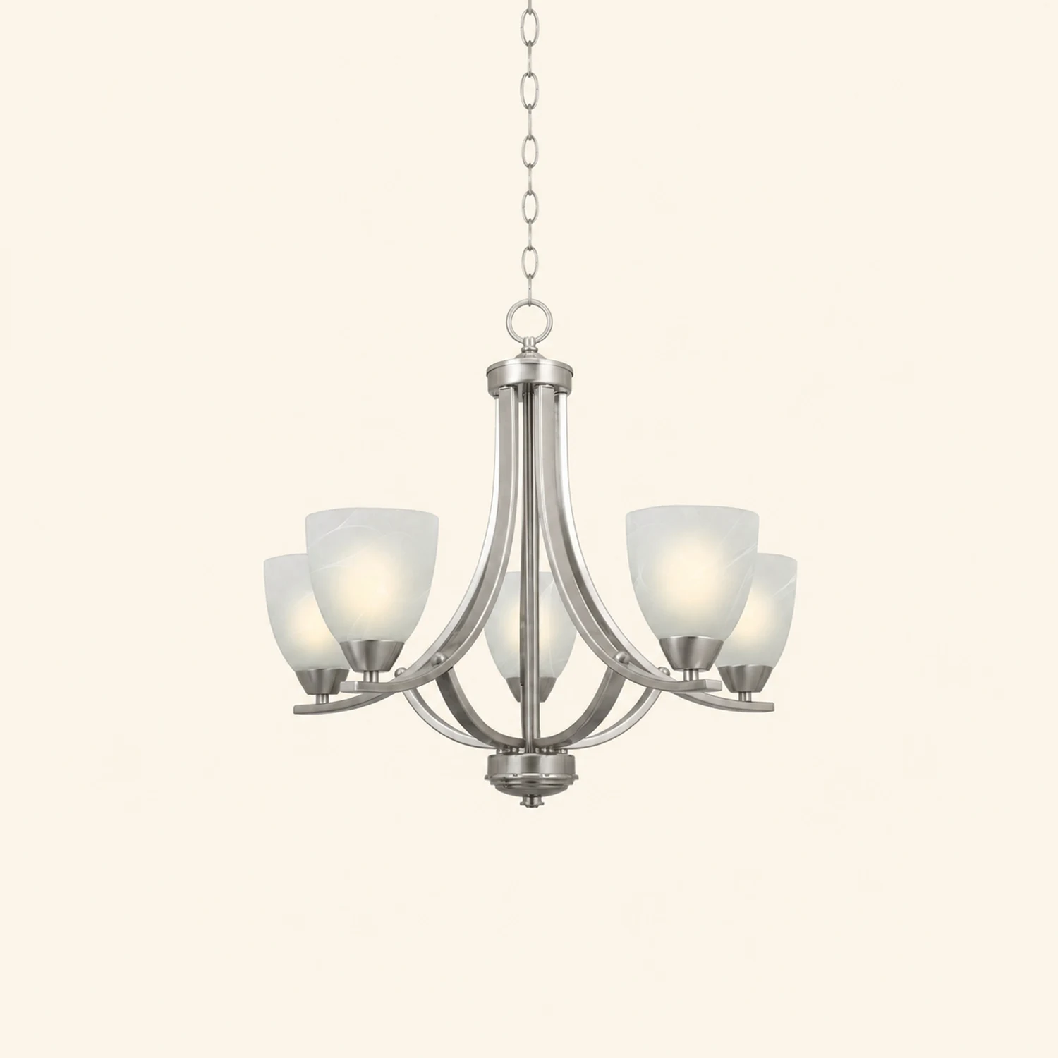 Transitional 5-Light Satin Nickel Chandelier - Lumpaz