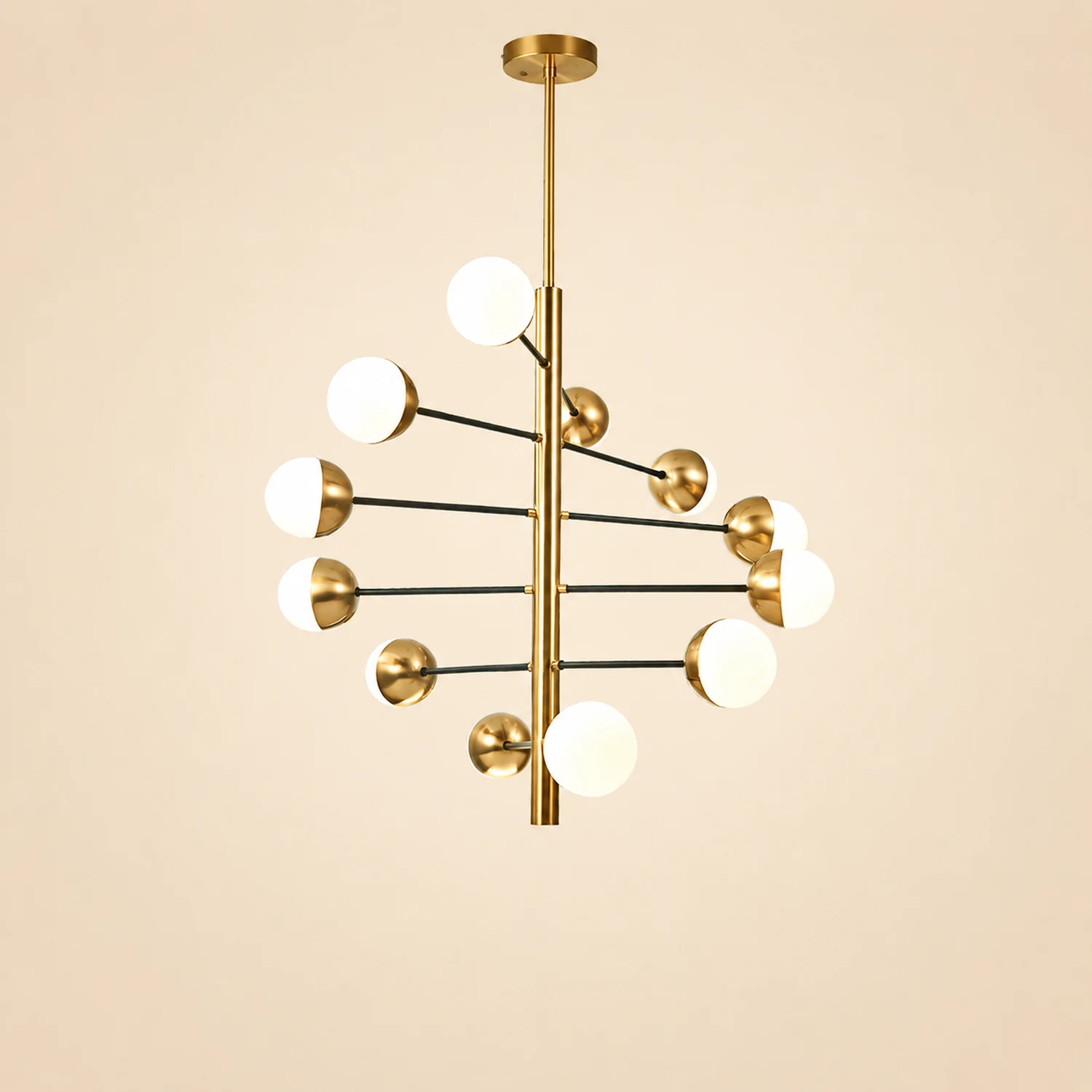 10-Globe Modern Brass Chandelier - Lumpaz