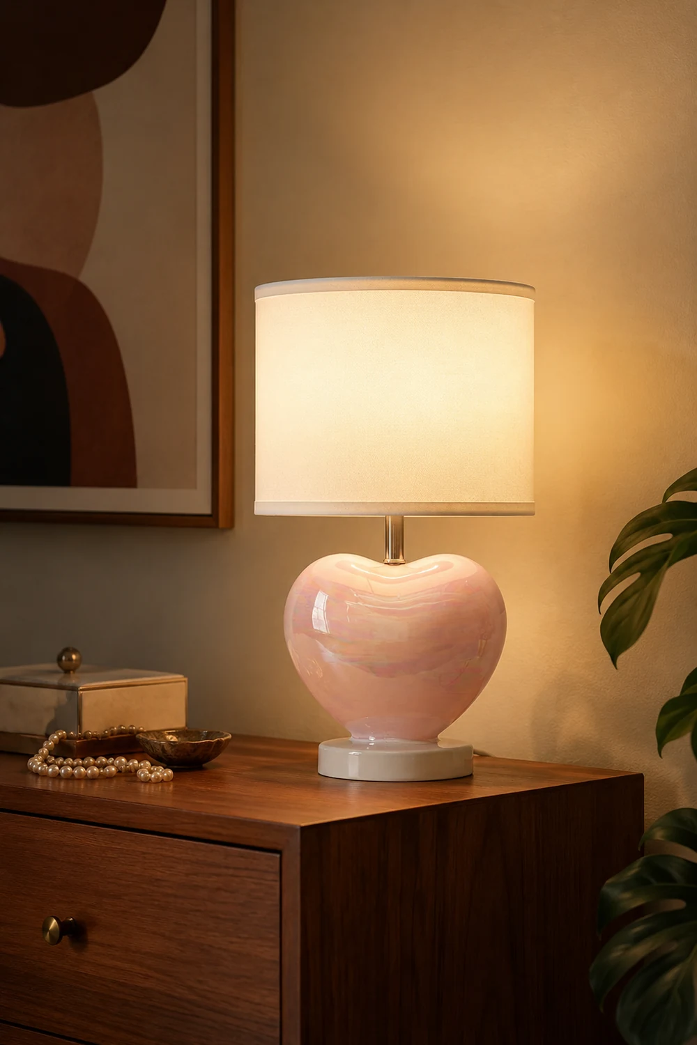 Pearlescent Heart Shape Table Lamp - Lumpaz