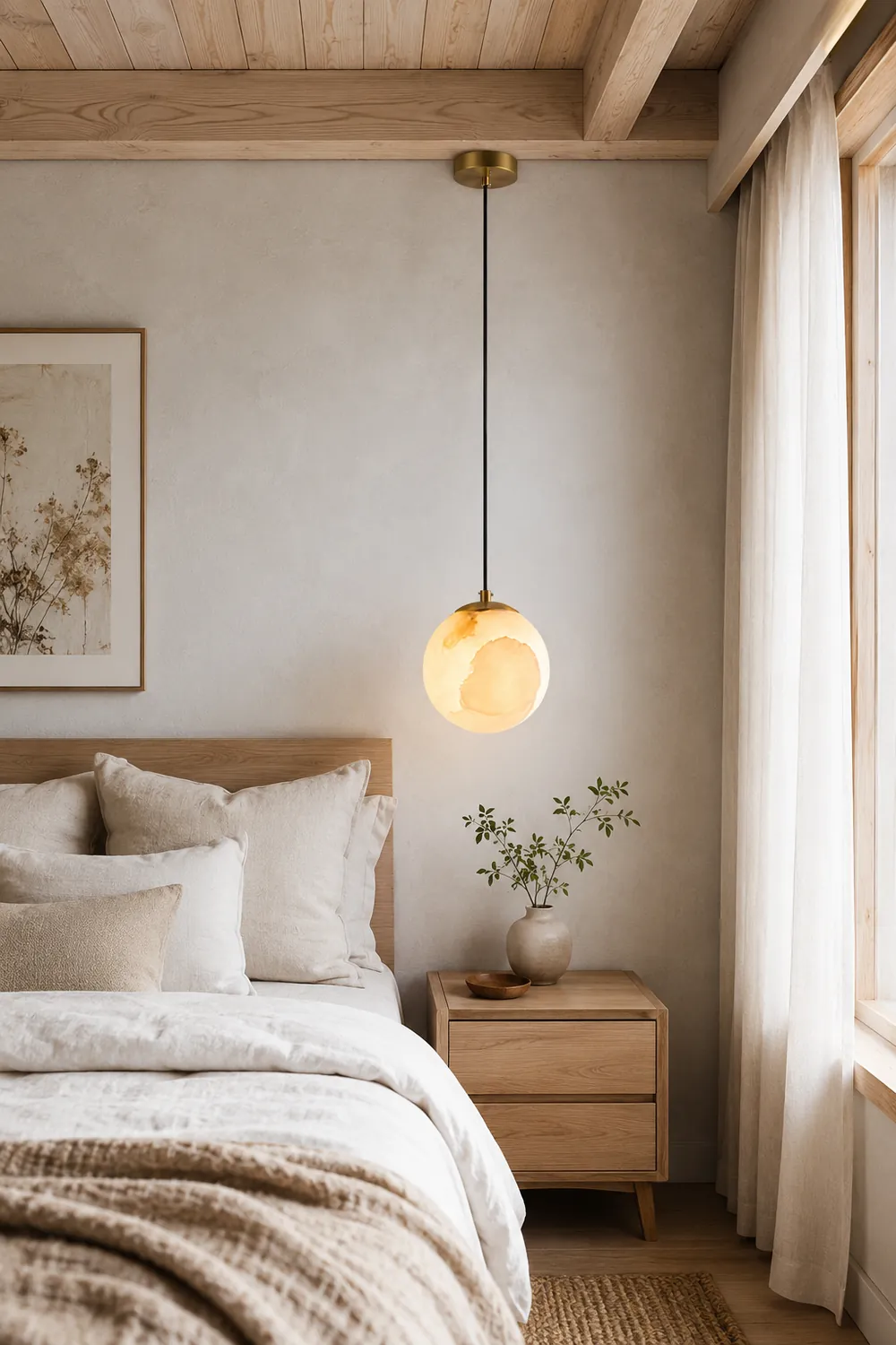 Amber Alabaster Globe Pendant Light - Lumpaz