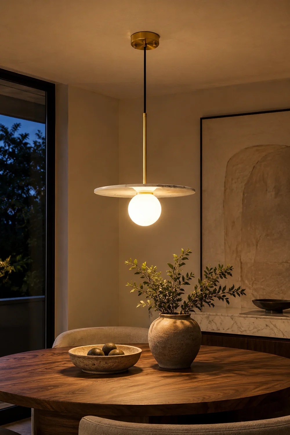 Copper marble round chandelier - Lumpaz