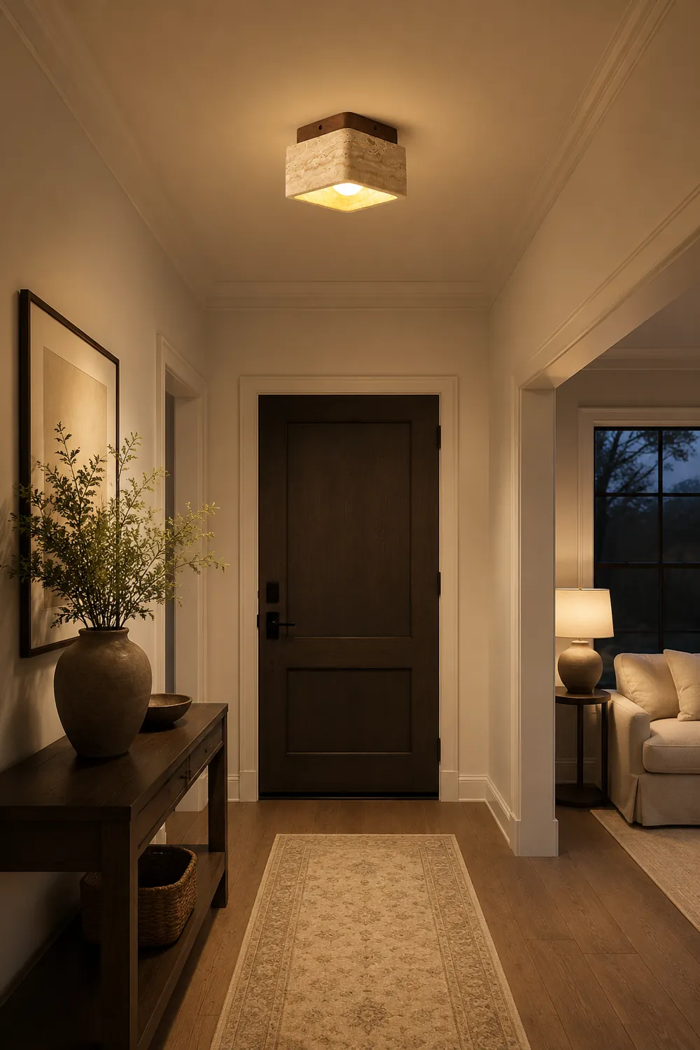 Square Travertine Flush Mount Ceiling Light - Lumpaz