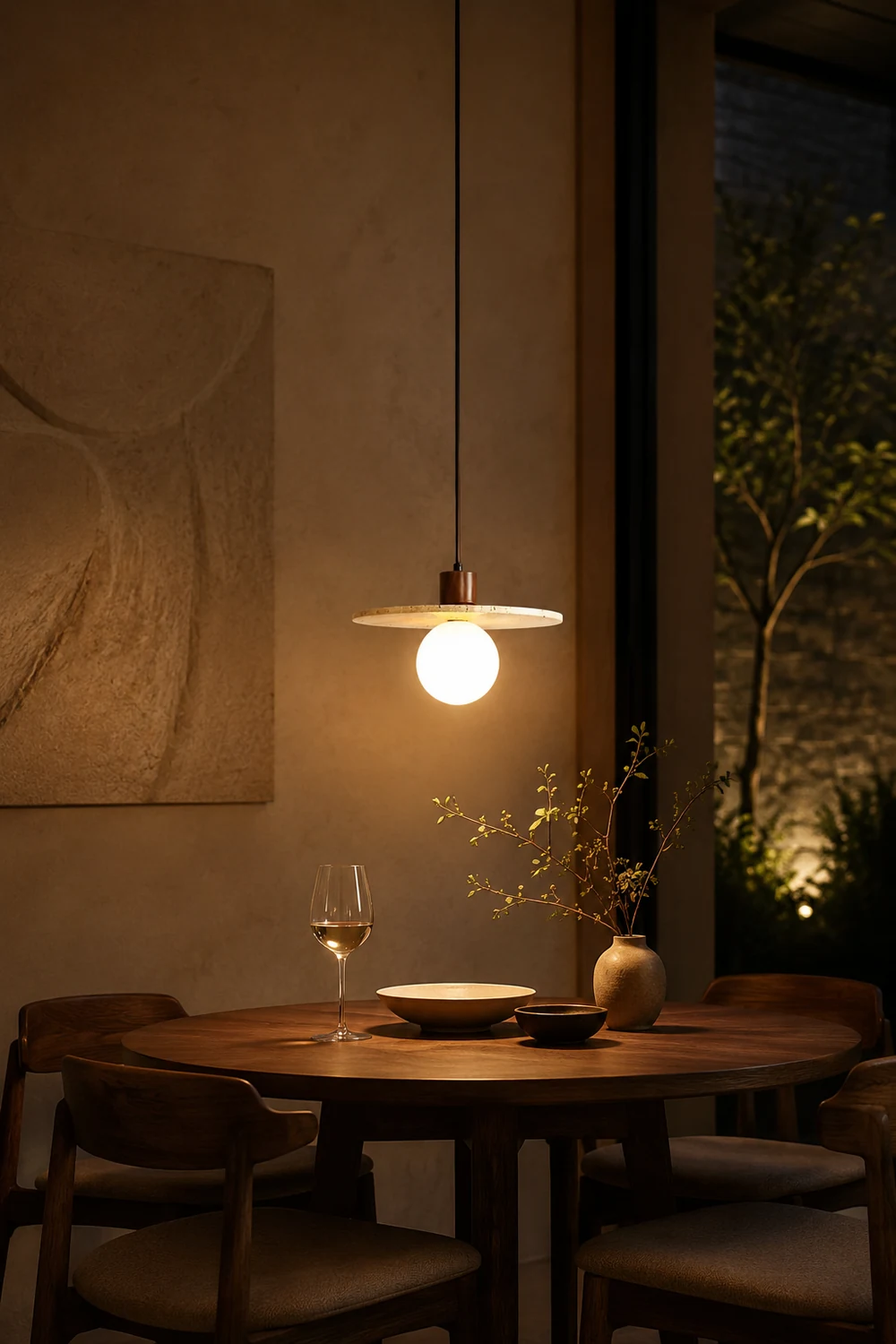 Zen Travertine Disc Pendant Light - Lumpaz