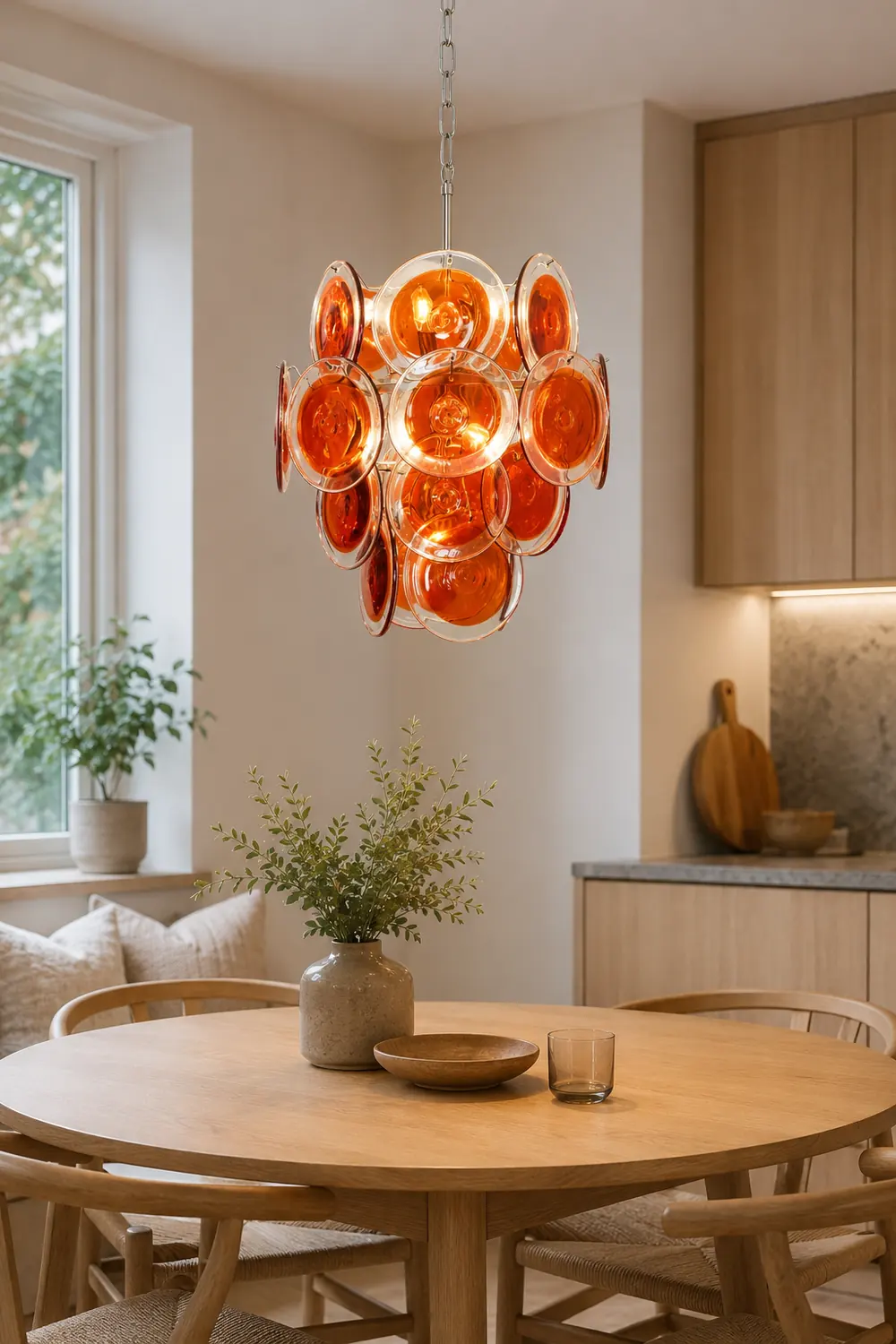 Murano Orange Disk Glass Chandelier - Lumpaz