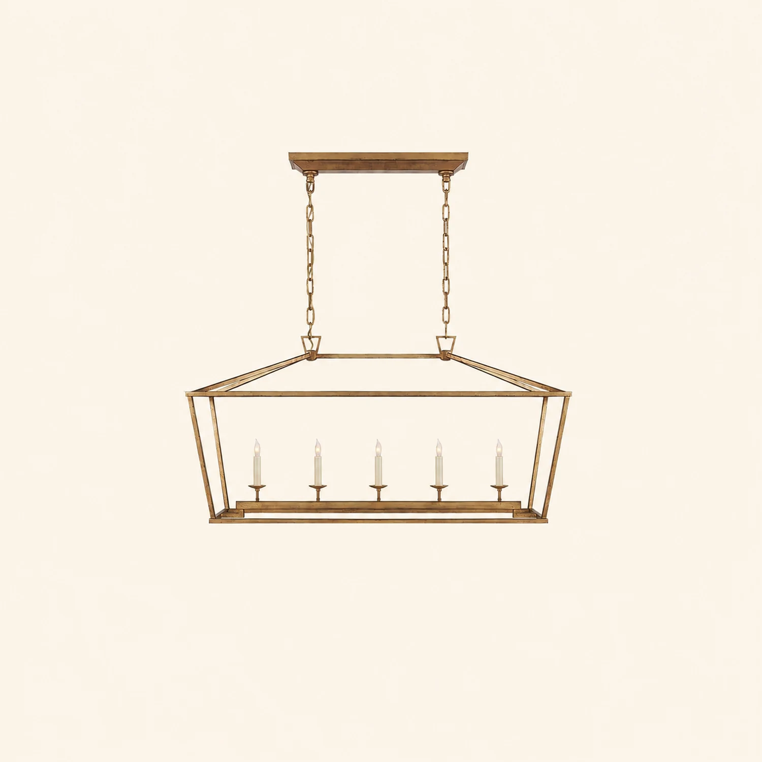 Gold Rectangular Lantern Linear Chandelier - Lumpaz