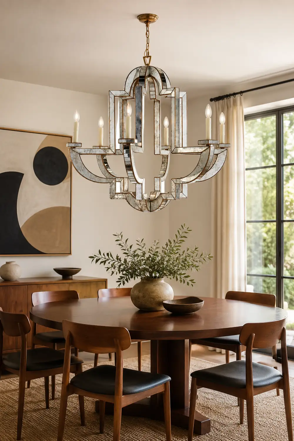 Art Deco Mirrored Candle Chandelier - Lumpaz