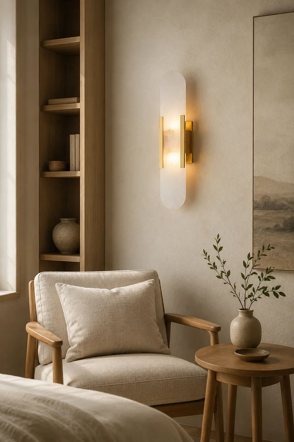 Modern Vertical Alabaster Wall Sconce - Lumpaz