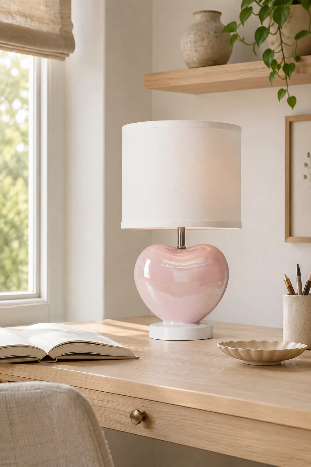 Pearlescent Heart Shape Table Lamp - Lumpaz