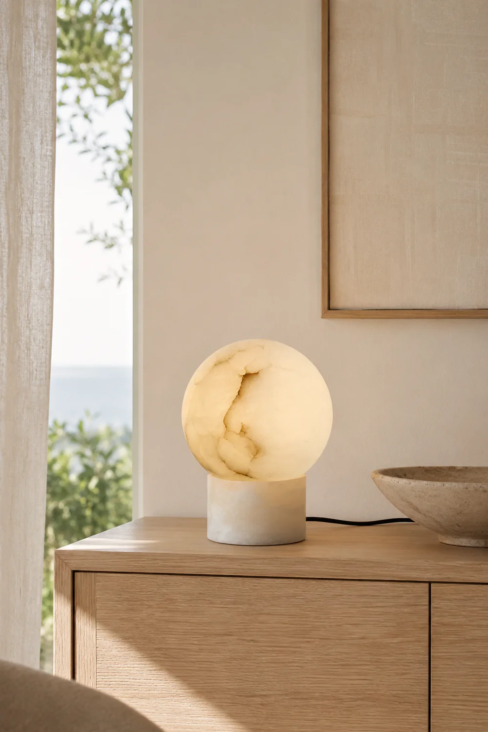 Globe Alabaster Table Lamp - Lumpaz