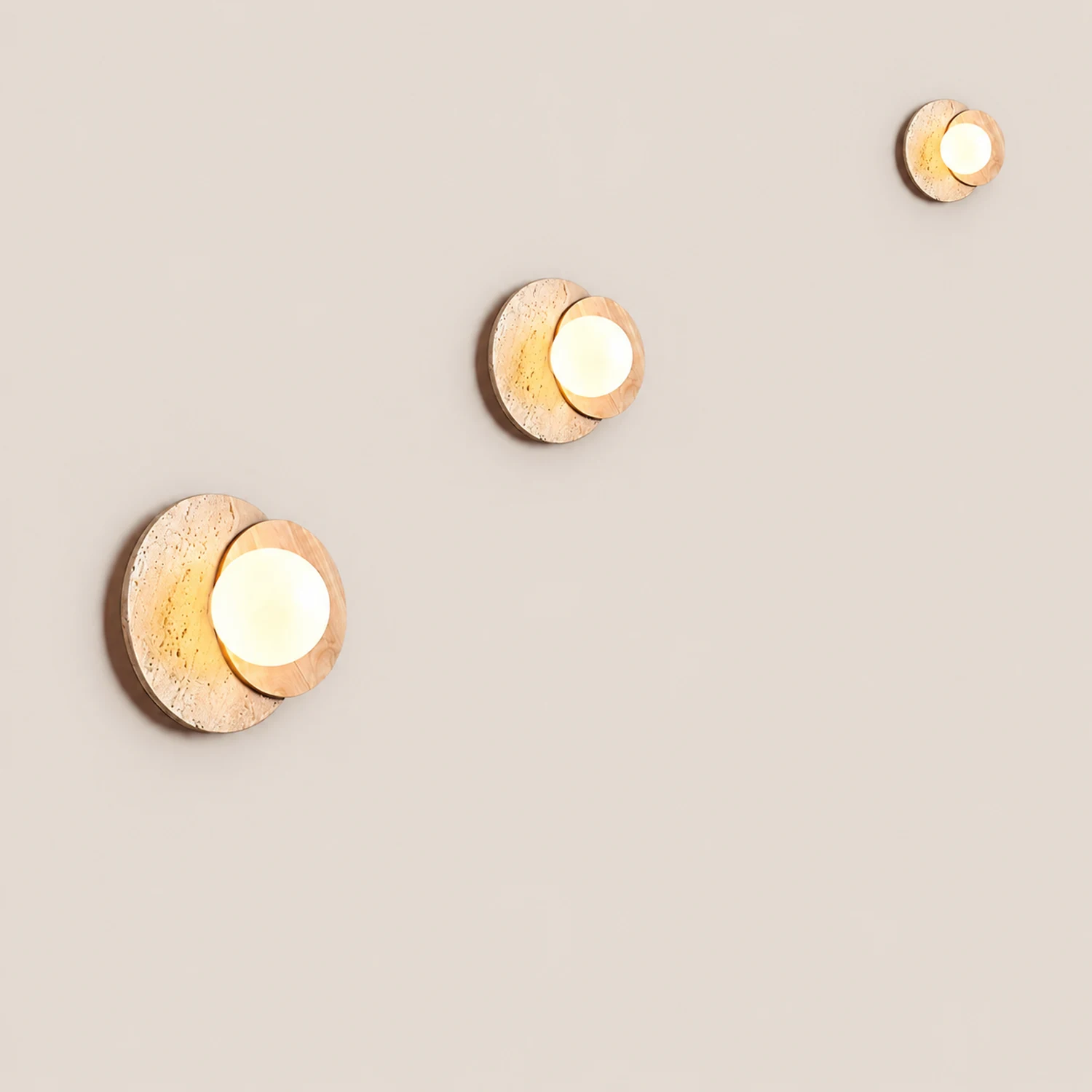 Partial Eclipse Wood & Stone Wall Light - Lumpaz