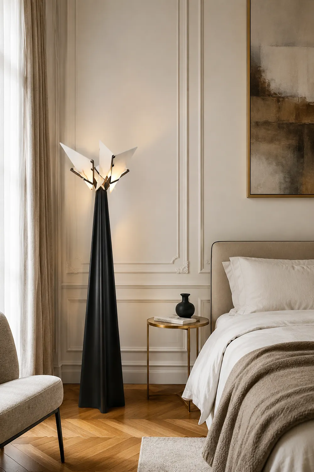 Abstract Black and Alabaster Floor Light - Lumpaz