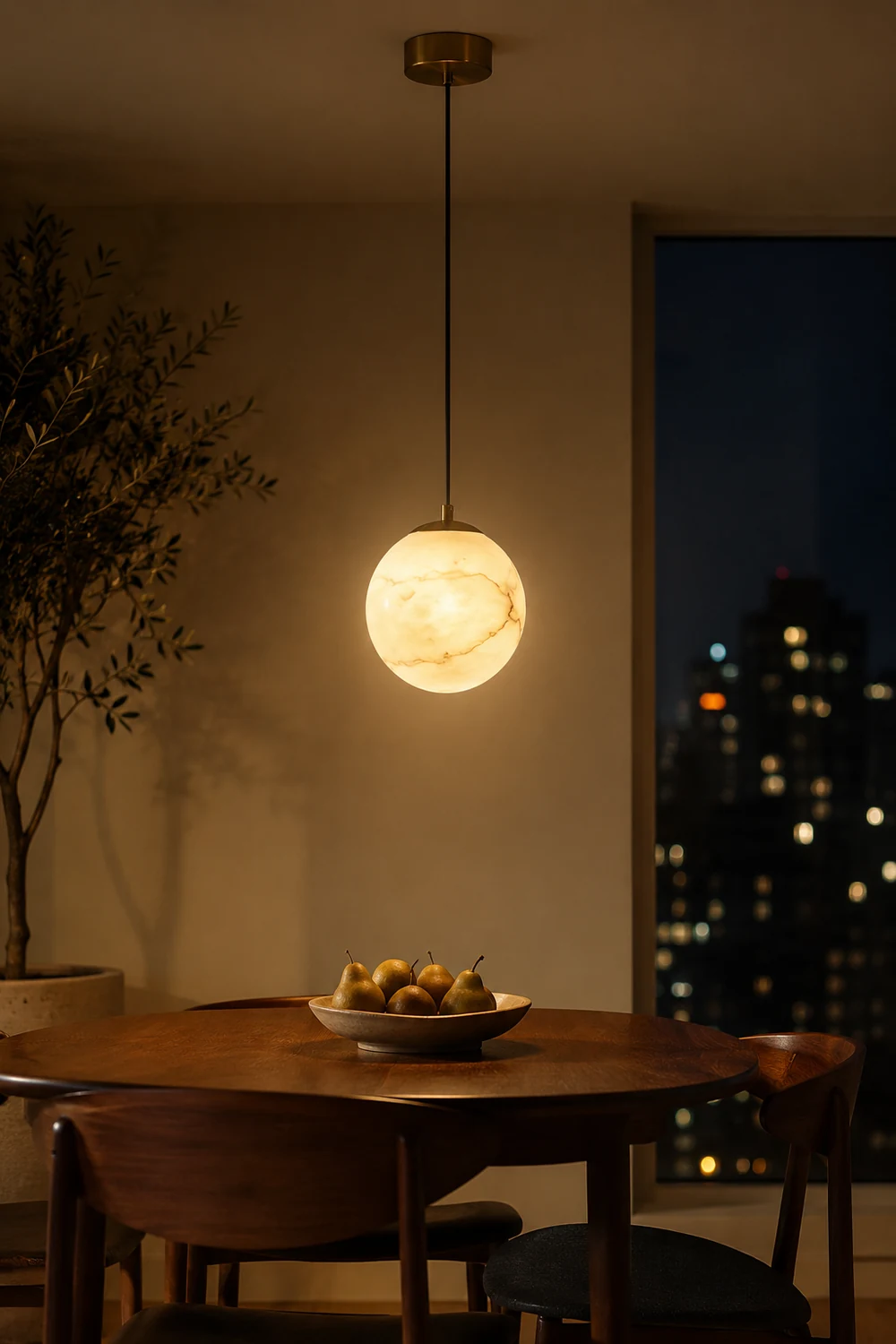 Amber Alabaster Globe Pendant Light - Lumpaz