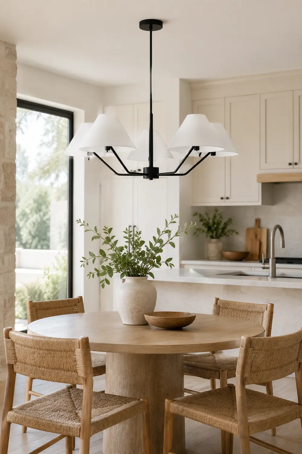 Minimalist Black Fabric Shade Chandelier - Lumpaz