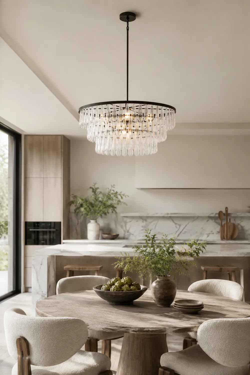 Gold Circular Textured Glass Chandelier - Lumpaz