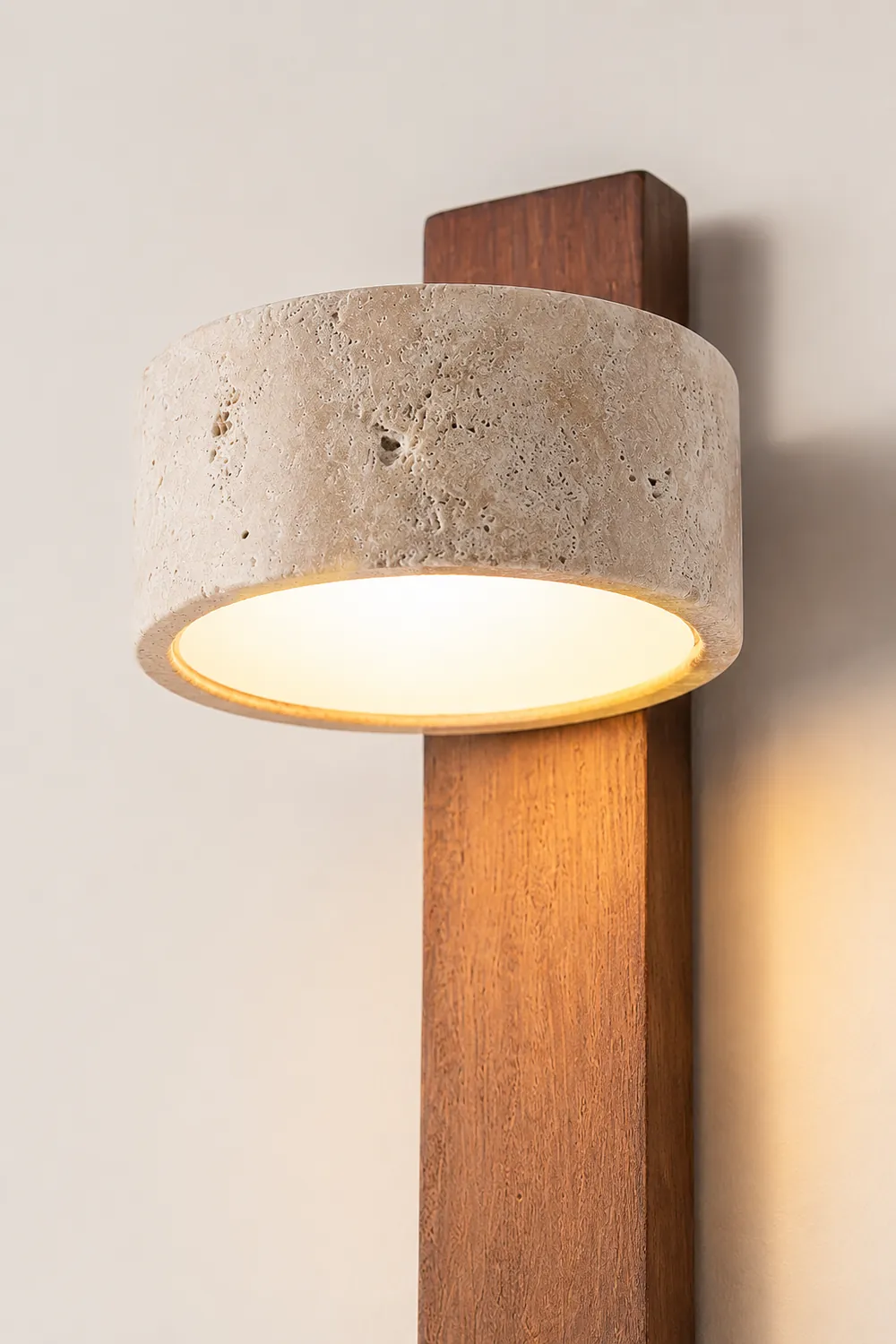 Minimalist Stone and Wood Wall Lamp - Lumpaz