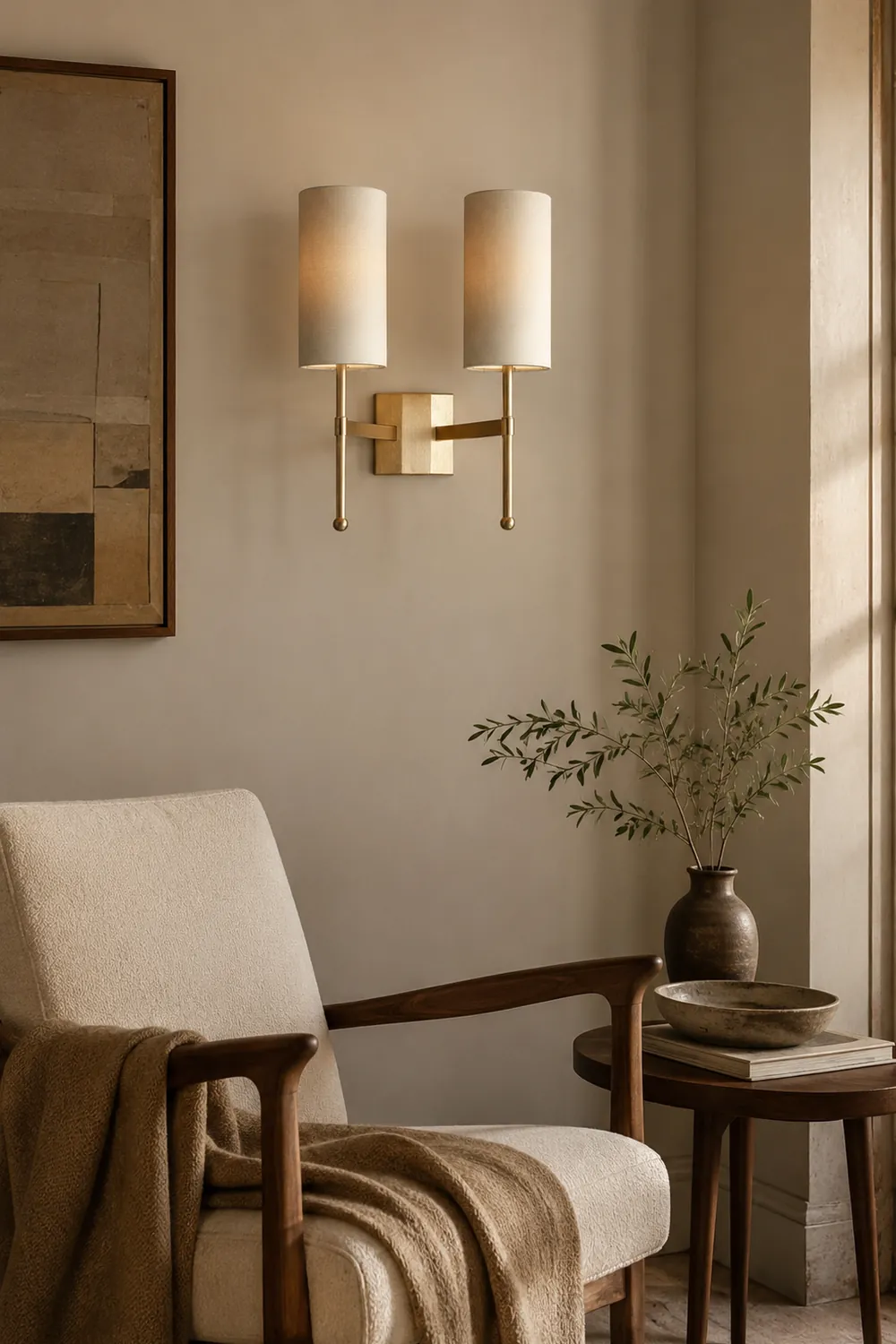 Silk Double Rod Brass Wall Lamp - Lumpaz