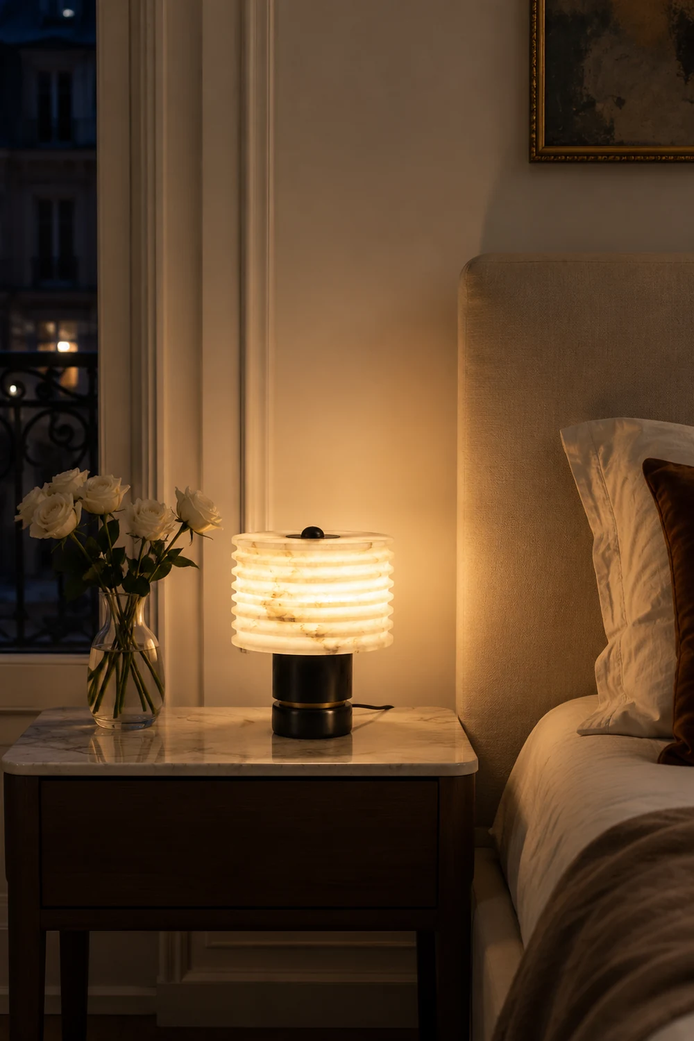 Luxury Black Alabaster Table Lamp - Lumpaz