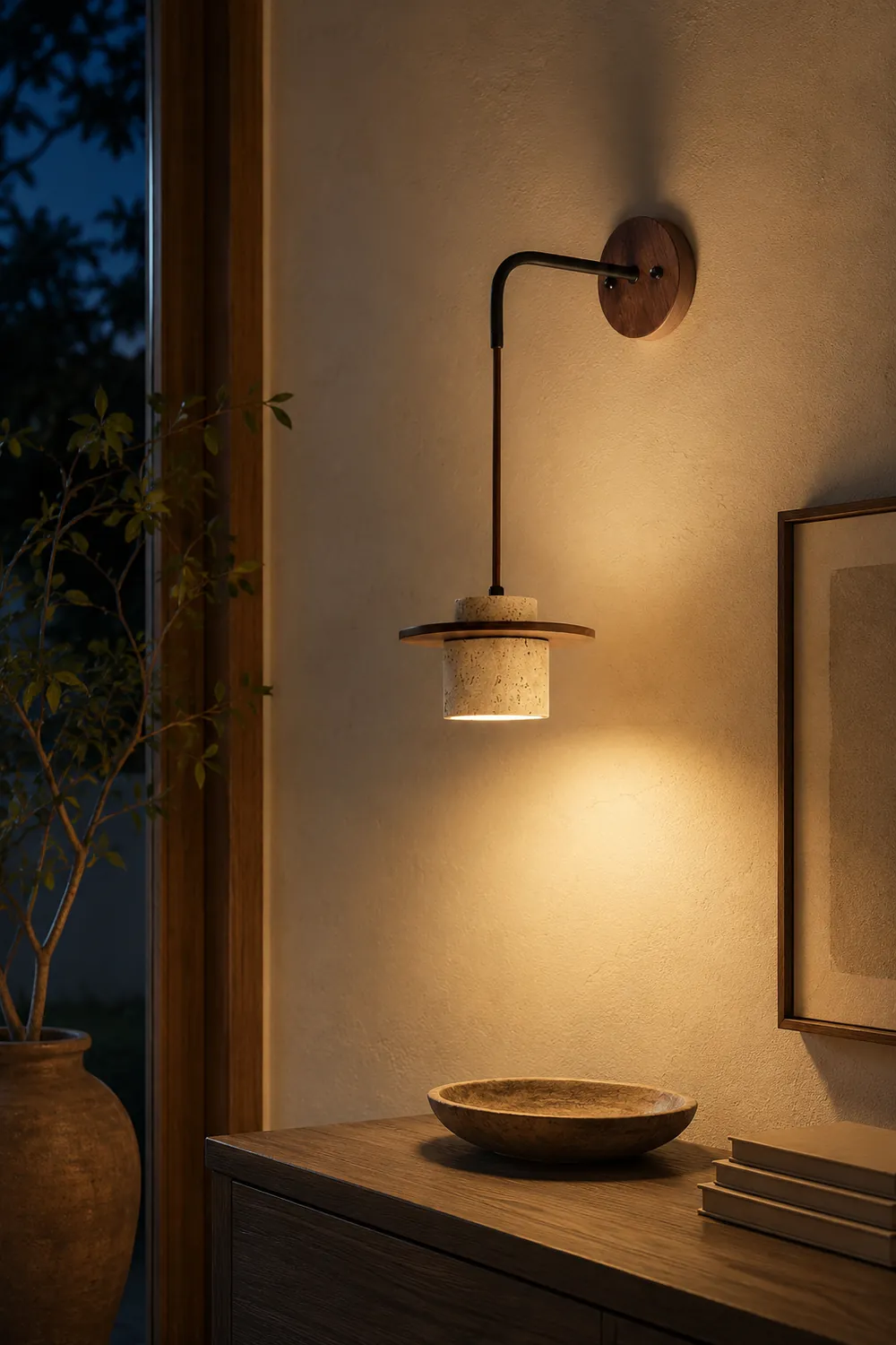Rustic Textured Cata  Stone Wall Lamp - Lumpaz