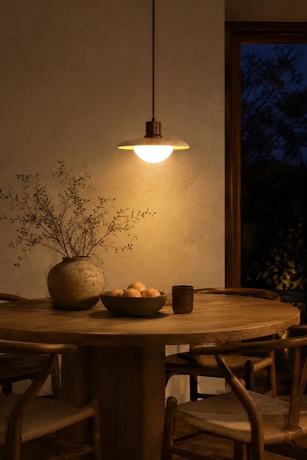 Japanese Modern Travertine Hanging Light - Lumpaz