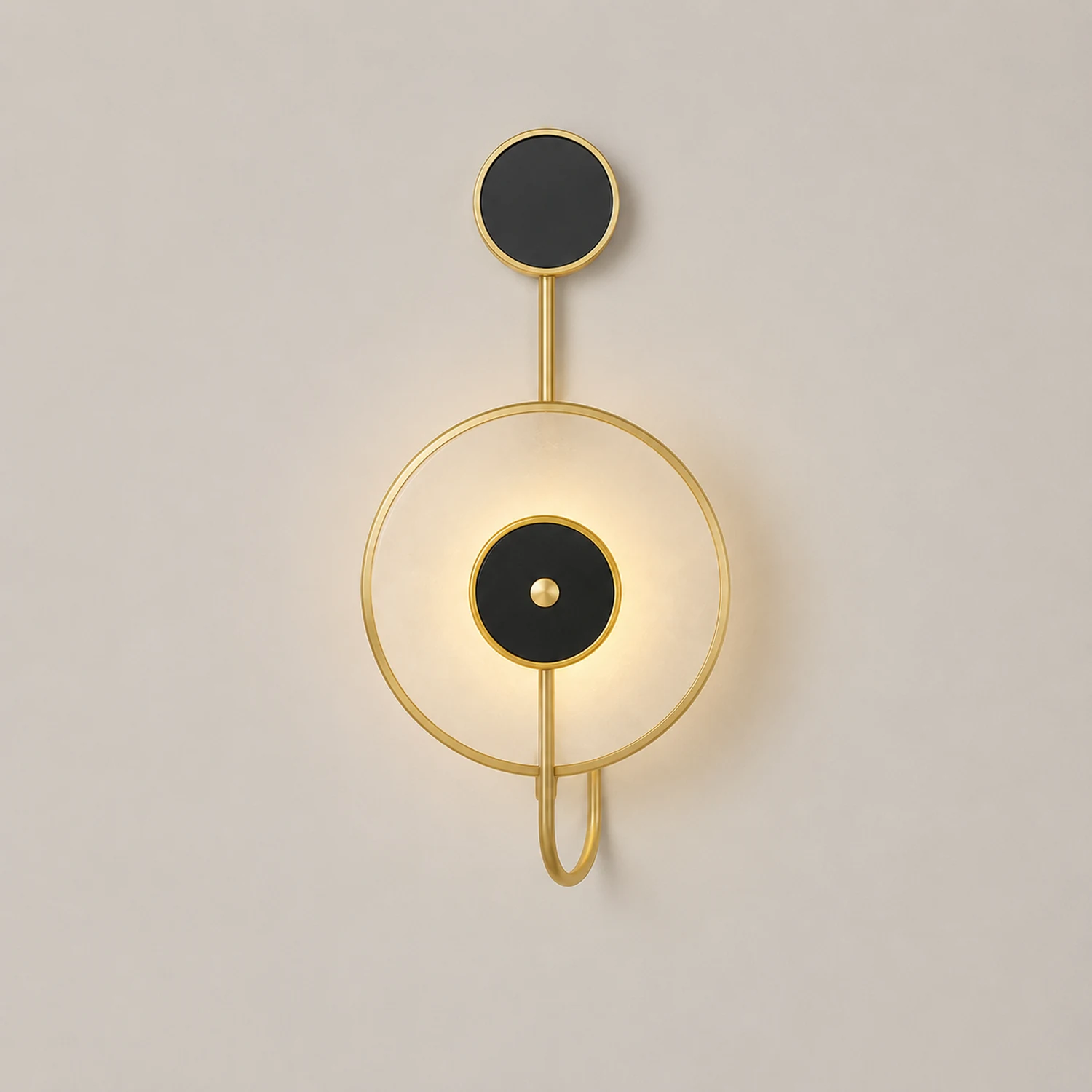 Art Deco Black & White Alabaster Wall Lamp - Lumpaz