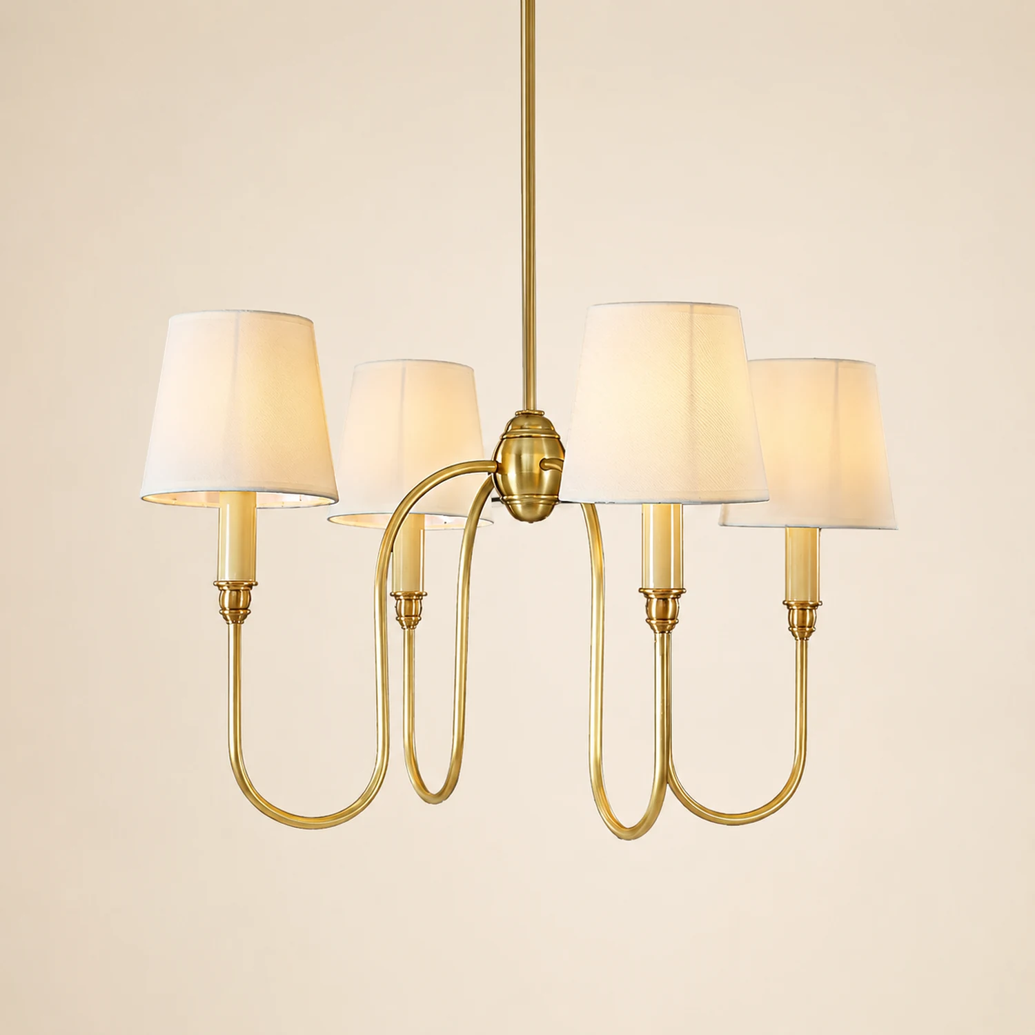Classic 4-Light Brass Chandelier with Shades - Lumpaz