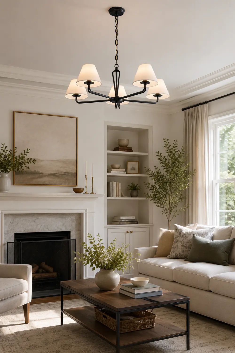 Iron Fabric Shade Chandelier - Lumpaz