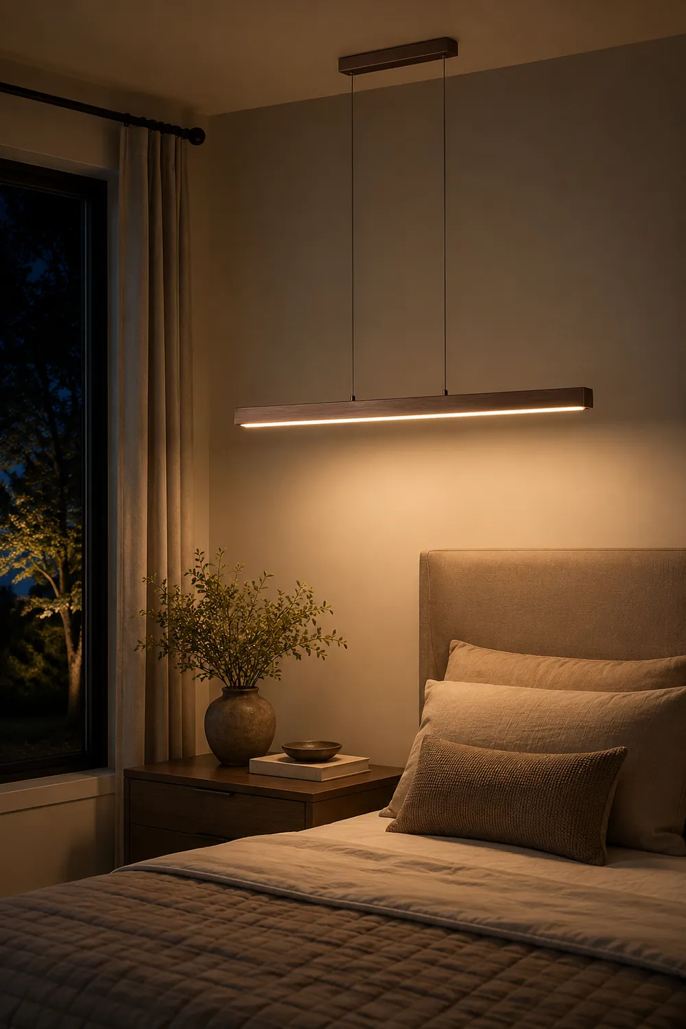 Walnut minimalist wood chandelier - Lumpaz
