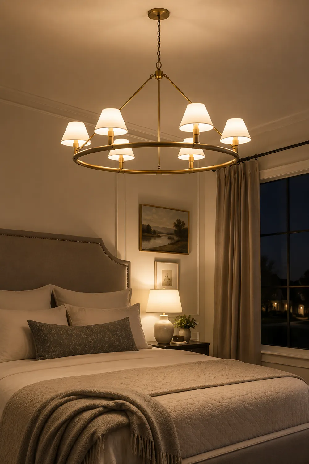 Black Metal Ring Chandelier with Cone Shades - Lumpaz