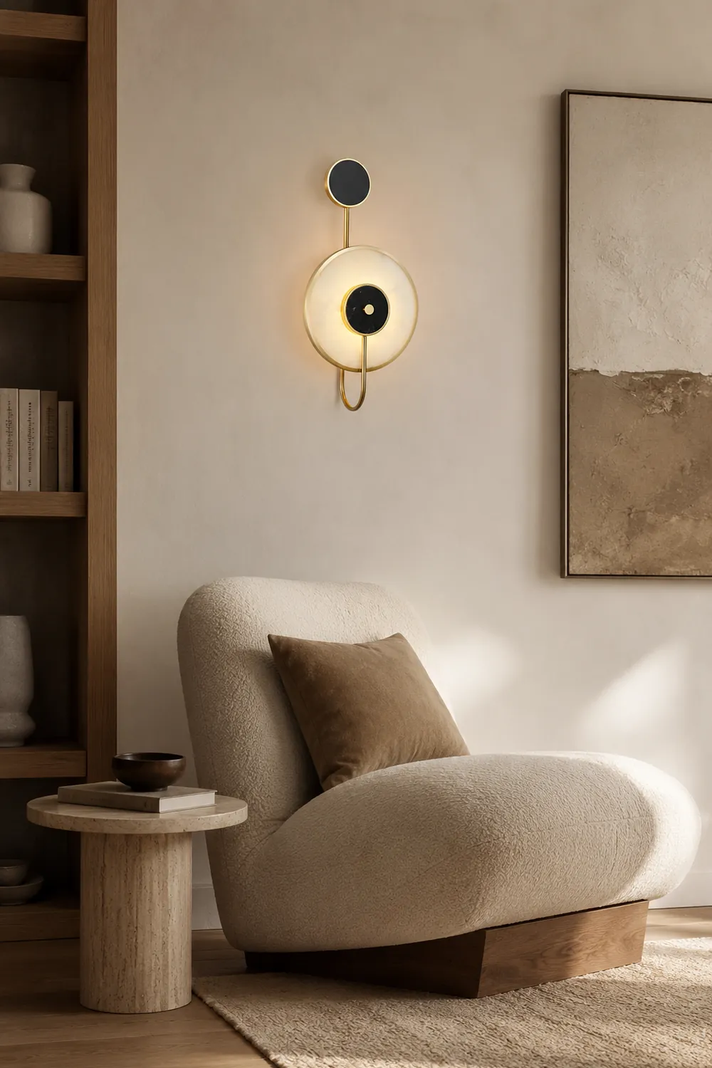 Art Deco Black & White Alabaster Wall Lamp - Lumpaz